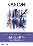 Canson Graduate Mix Media Bloc Encolado A3 20 hojas Fino 200g Blanco