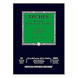 ARCHES Aquarelle 100% Fino 300g Bloc Encolado A4 12 hojas Blanco Natural, color (FILA A1795091