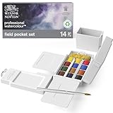 Winsor & Newton Acuarela profesional, Set de campo tamaño bolsillo, 12 medio godets de acuarela profesional, colores surtidos, para...