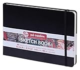 Talens Art Creation Sketchbook - Negro 14,8 x 21 cm - 80 hojas - Papel sin ácido de 140 g/m² para dibujar y escribir diarios (ver más)
