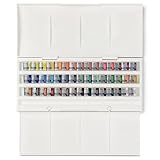 Winsor and Newton. Acuarela Cotman, set de estudio, 45 medias sartenes y 1 pincel redondo para acuarela Cotman