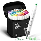 Ohuhu 48 rotuladores artísticos de colores con doble punta Rotuladores para niños, artistas, estudiantes de dibujo, ideales para dibujar,...