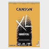 Canson XL, Papel Bristol, Muy Suave, 180 g, Espiralados Sobre el Lado Corto, A3 - 29.7 x 42 cm, Extra Blanco, 50 Hoja