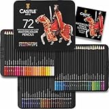 Castle Art Supplies Estuche 72 Lápices de Acuarela | Pigmentos Intensos Premium para Mezclar, Dibujar y Pintar | Artistas, Aficionados y...