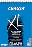 Canson XL Mix Media Texturado Álbum Espiral Microperforado A4 50 hojas 160g, Blanco, C31078A034