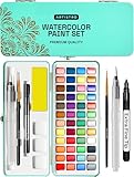Artistro Acuarelas, 48 Colores Intensos en Caja Portátil, Incluye Colores Metalizados y Fluorescentes. Kit Acuarela de Viaje Ideal para... (ver más)