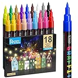 RATEL Marcador de pintura acrílica, 18 colores pintura acrílica bolígrafos acrílico premium impermeable permanente arte pintura conjunto...