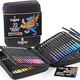 Castle Art Supplies - Juego de 72 lápices de colores con núcleo blando para artistas, profesionales y coloristas adultos, resistente...