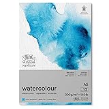 Winsor & Newton Papel de Acuarela Clásico, Grano Fino, 300gr, Mezcla de 25% Algodón y Fibras de Celulosa, Blanco Natural, Libre de...
