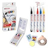 edding 5300 Rotulador Acrílico Fino, Multicolor, Juego de 5 Rotuladores de Pintura Acrílica, Punta Redonda Fina 1-2 mm, para Dibujar Sobre... (ver más)