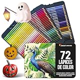 Zenacolor 72 Lápices de Colores (Numerado) con Caja de Metal 72 Colores Únicos para Libro de Colorear - Fácil Acceso con 3 Bandejas -...